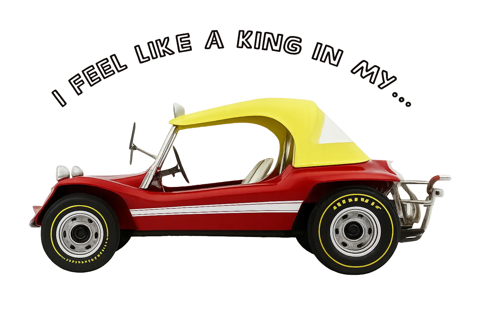 Rotes Buggy mit gelben Helmchen