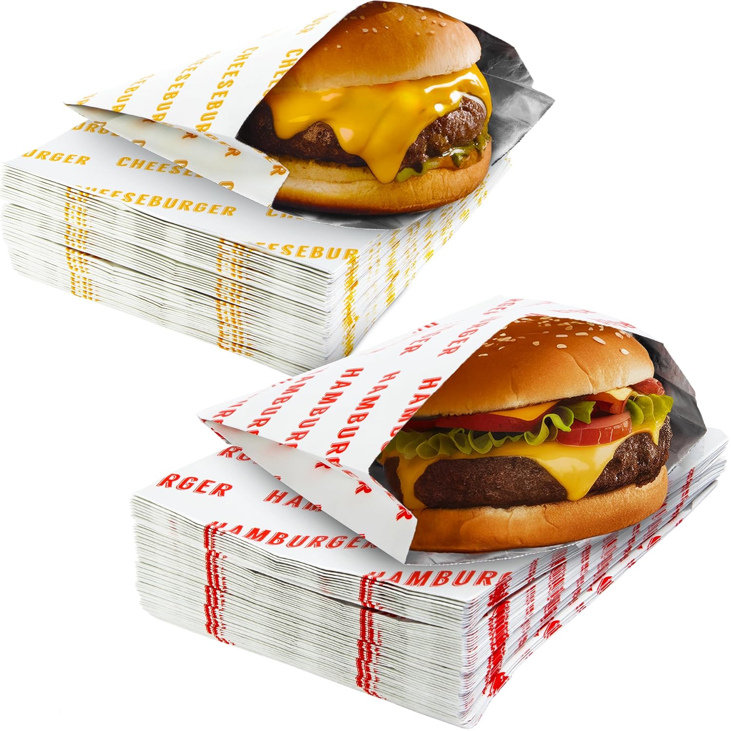 Retro, fettdichte Burger-Wrappers Combo. Isolierte Taschen für Hamburger und Cheeseburger sind BPA-frei. Grillfolienpapier, allergenfreundlich, groß, tolles Kochzubehör für Motto-Partys Retro, fettdichte Burger-Wrappers Combo. Isolierte Taschen für Hamburger und Cheeseburger sind BPA-frei. Grillfolienpapier, allergenfreundlich, groß, tolles Kochzubehör für Motto-Partys