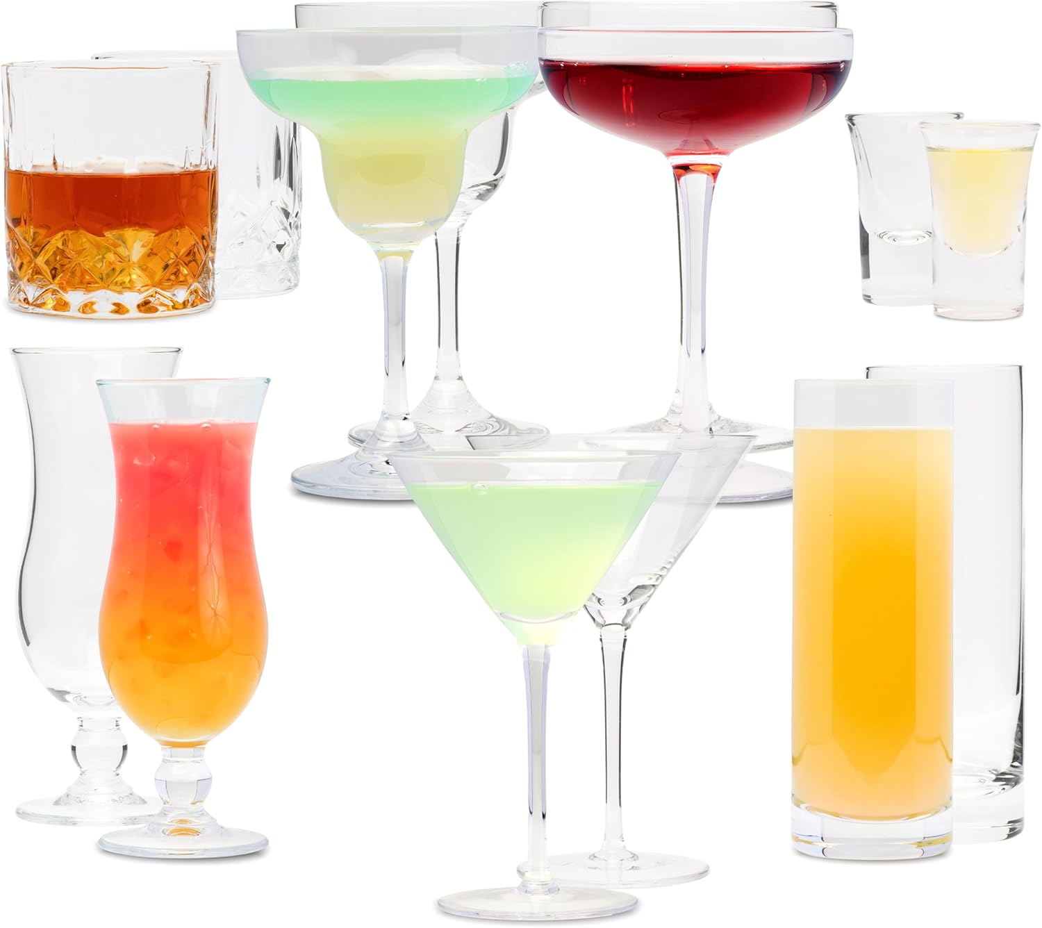 Mixit Cards Cocktail Gläser Set 14-teiliges Set mit verschiedenen Gläsern | Hochwertig und langlebig | Spülmaschinenfest und vielseitig einsetzbar | Ideal für Zuhause und Gastronomie
